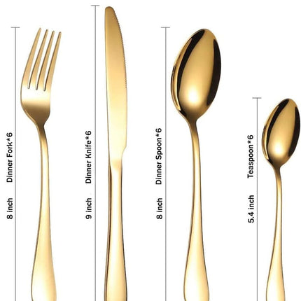 24pcs Stainless Steel Gold Colour Cutlery Set